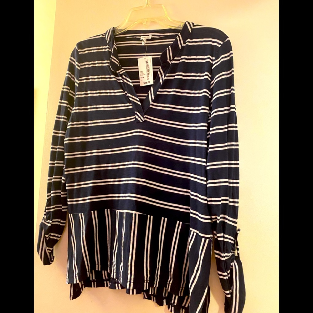 Navy and white blouse